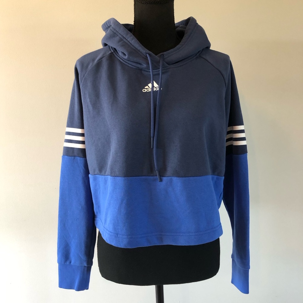 Women’s Adidas Cropped Two-Tone Blue Hoodie size S